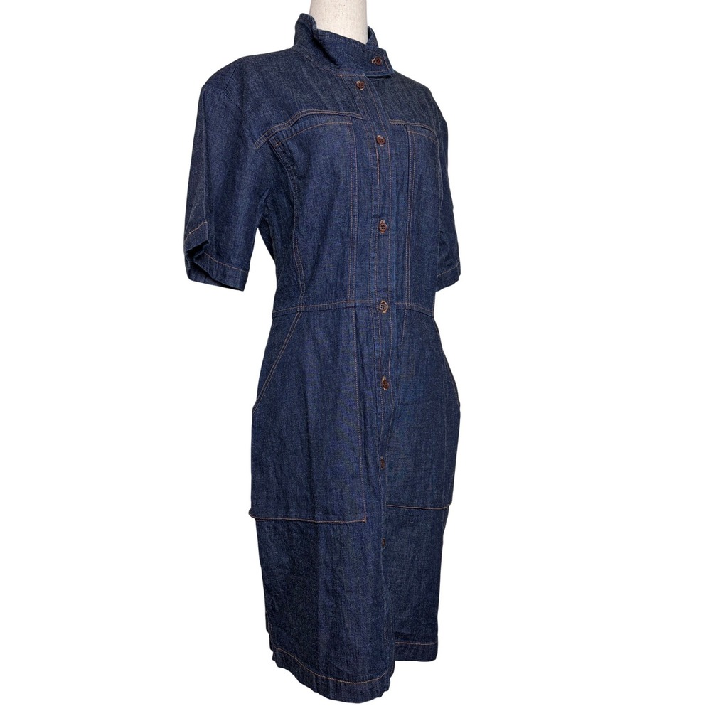 Rachel Comey Womens Siren Denim Shirt Dress Dark Wash Funnel Neck Blue Size 6
